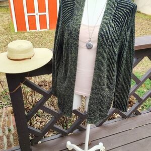 LULULEMON SZ 4 COTTON/CASHMERE SWEATER WRAP RIBBED GREEN FOLIAGE NWOT